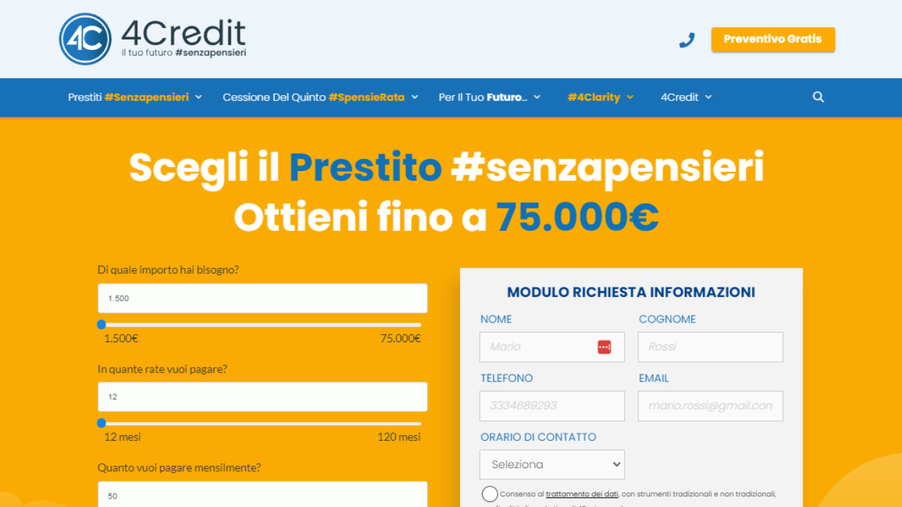 Prestiti 4credit Recensioni: Contatti, Opinioni